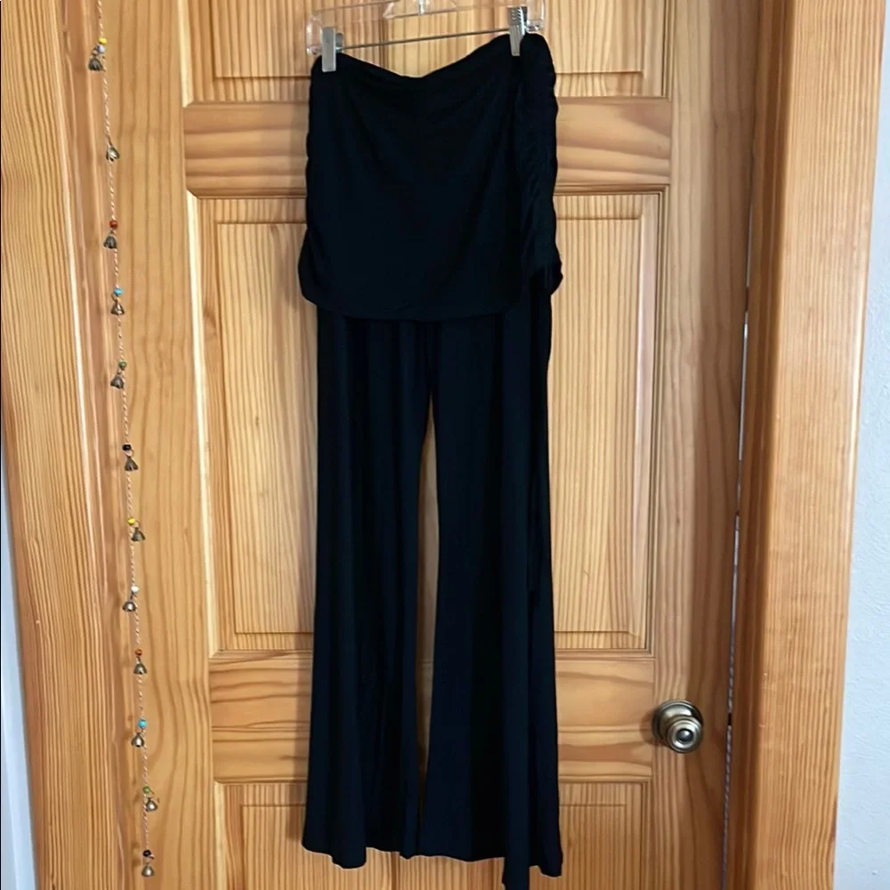 Black wide leg pant with skirt & Side Ties - Picture 5 of 12